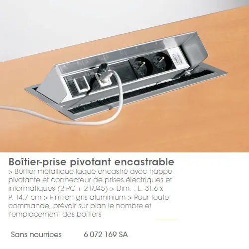 Boitier éléctrique Multi-meeting pivotant métal lisse gris aluminium