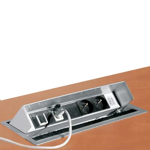 Boitier éléctrique pivotant pour PC RJ45 métal lisse gris aluminium