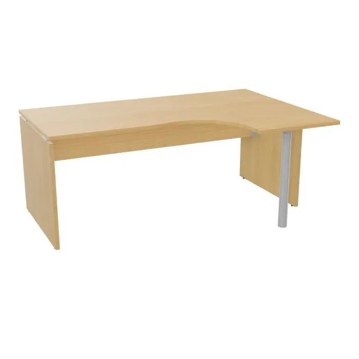Compact asymétrique 90° Forstyl L.180 x P. 120/80 x Retour 60 cm à droite mélamine hêtre de honfleur piétements panneau mélamine chêne clair