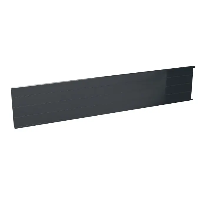voile de fond métallique Rio pour bureau rectangulaire mélamine ou verre seul ou avec retour suspendu L. 180 cm ou sur retour porteur L. 222 cm finition métal lisse gris anthracite