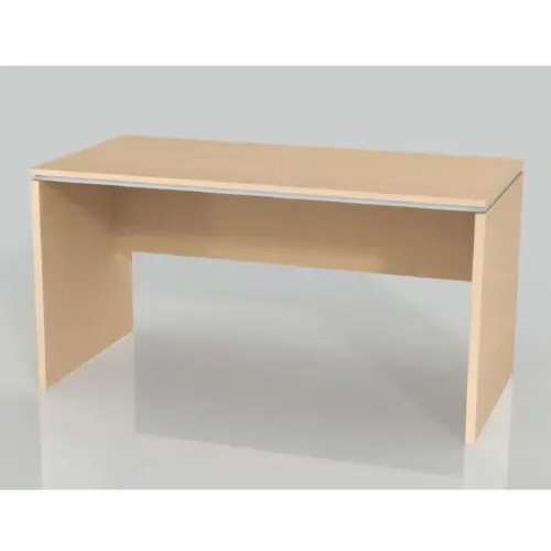 Bureau rectangulaire sans caisson L.140 cm x P. 68 cm x H. 73,5 cm épaisseur 19mm en hêtre blanchi sur pied panneaux épaisseur 28mm hêtre blanchi