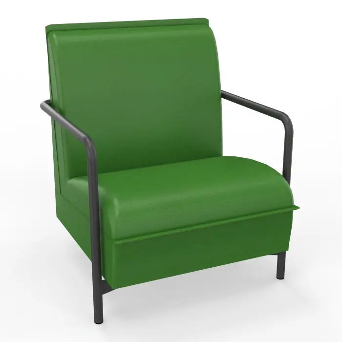Assise lounge Anouk 1 place avec dossier tissu Step bambou sur 4 pieds fixes métal structuré gris anthracite