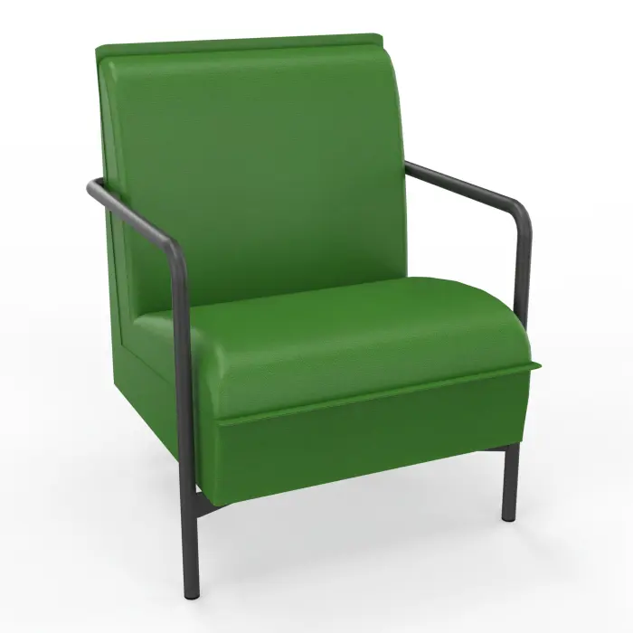 Assise restauration Anouk 1 place avec dossier tissu Step bambou sur 4 pieds fixes métal structuré gris anthracite