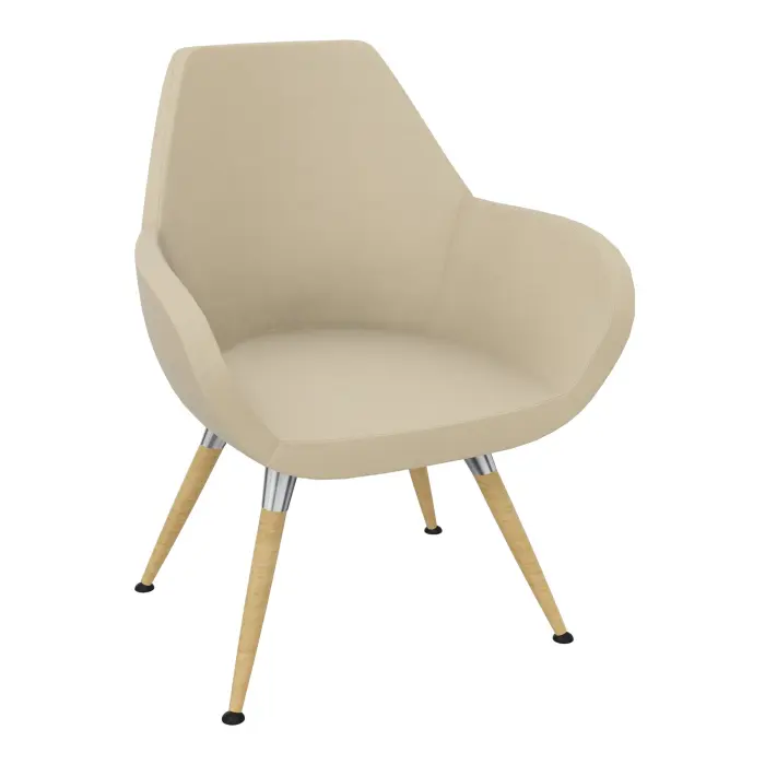 Chauffeuse Bip revêtement simili cuir Valencia beige  4 pieds mélamine hêtre clair