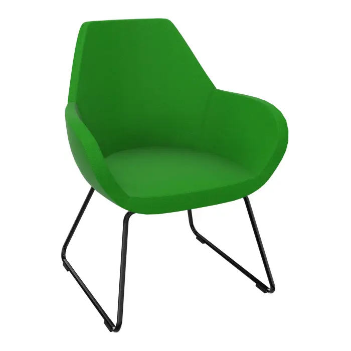 Chauffeuse Bip piètement filaire métal lisse noir - revêtement tissu Step bambou