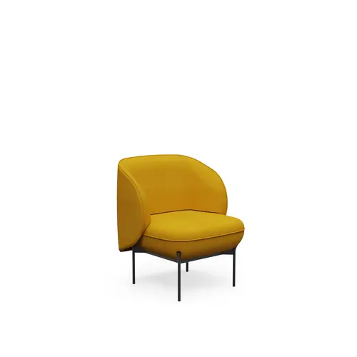 Assise Margot 1 place L. 69,2 x H. 78,4 x P. 66 cm - assise tissu Step jaune moutarde - dossier tissu Step jaune moutarde - piétement métal structuré noir