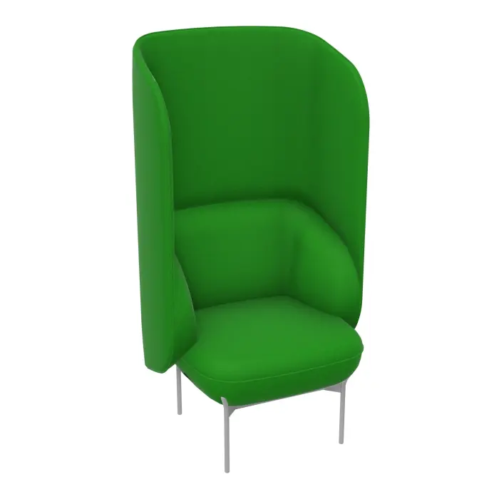 Fauteuil Silence Margot 1 place L. 74,2 x H. 140 x P. 66 cm - assise tissu Step bambou  - dossier tissu Step bambou  - piétement métal lisse gris aluminium -  - version électrifiée EU