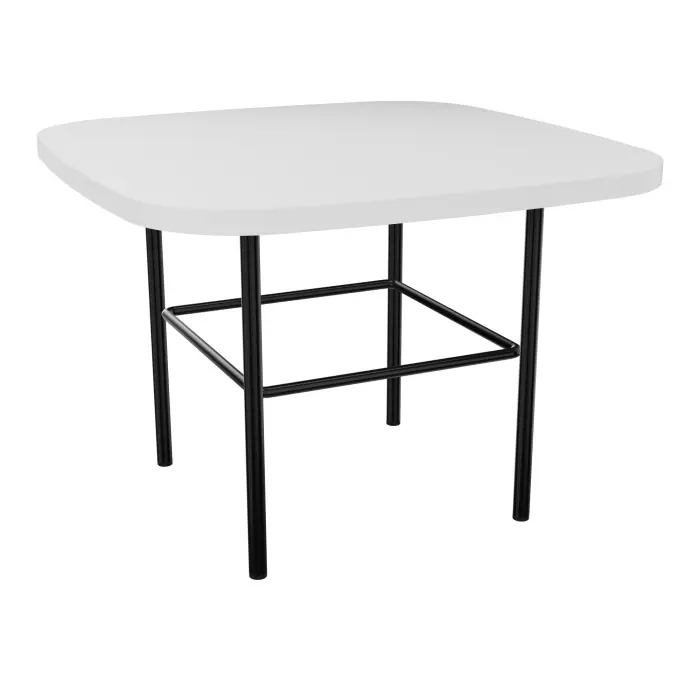 Table basse Margot carrée L. 50 x H. 35 x P. 50 cm - plateau ép. 19 mm mélamine blanc neige - piétement métal lisse noir