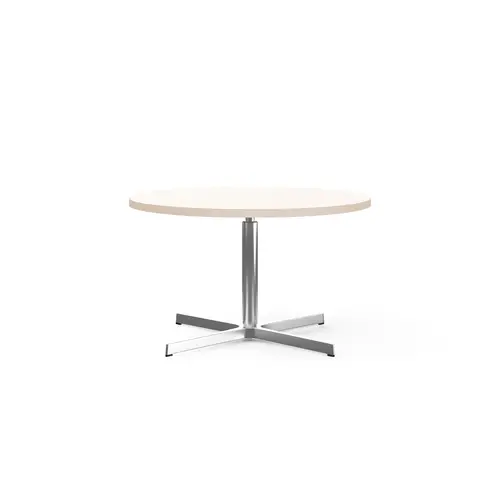Table basse Star ronde ø 75 cm - plateau décor blanc neige piétement aluminium poli