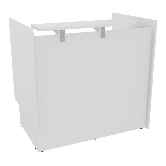 Module haut droit H. 113,5 indépendant plateau L. 120 x P. 80 x H. 73,5 cm mélamine blanc neige habillage mélamine blanc neige voile de coté long à gauche
