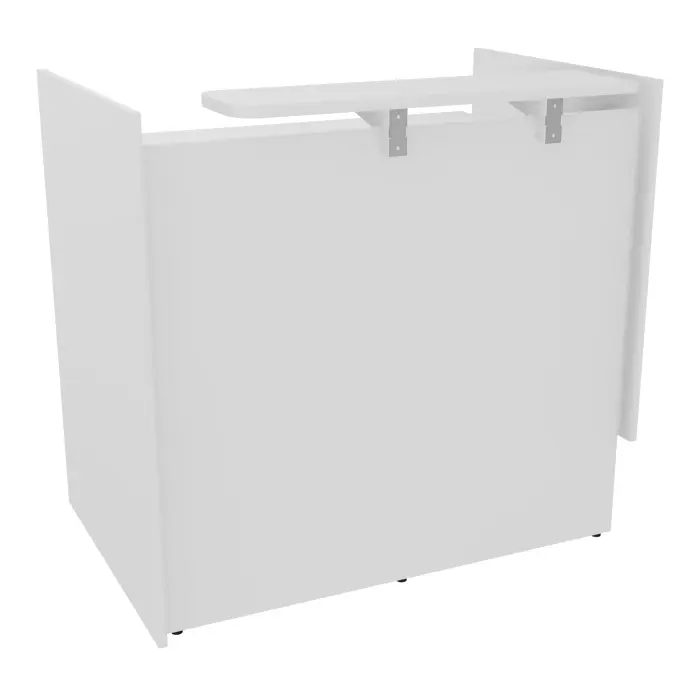 Module haut droit H. 113,5 indépendant plateau L. 120 x P. 80 x H. 95 cm mélamine blanc neige habillage mélamine blanc neige voile de coté long à droite
