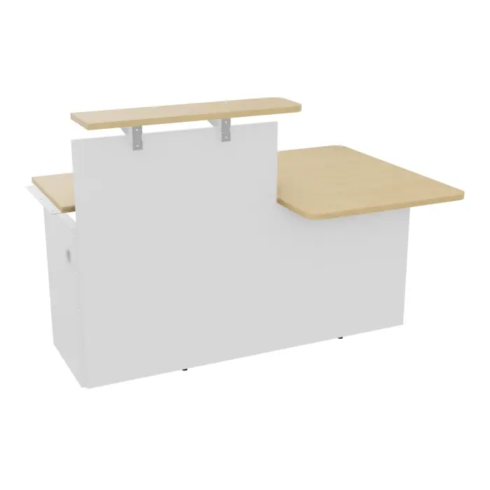 Module PMR gauche assis/debout L. 168,4x P. 110 cm extrémité plateau mélamine Chêne naturel habillage mélamine blanc neige