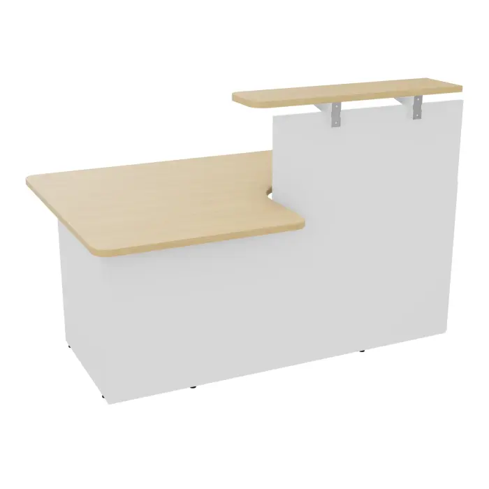 Module PMR droit assis/debout L. 168,4x P. 110 cm extrémité plateau mélamine Chêne naturel habillage mélamine blanc neige
