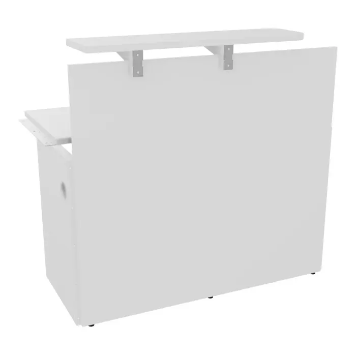 Module haut droit H. 113,5 intermédiaire plateau L. 120 x P. 80 x H. 73,5 cm mélamine blanc neige habillage mélamine blanc neige