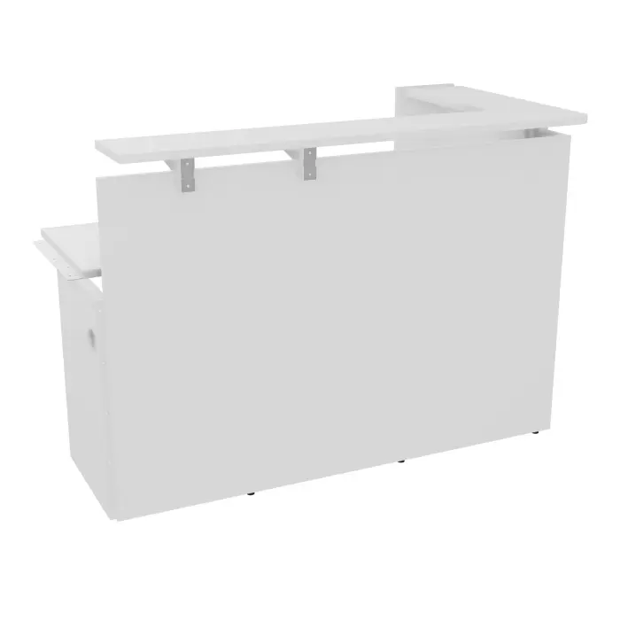Module angle gauche L. 160 x P. 80 extrémité plateau mélamine blanc neige habillage mélamine blanc neige
