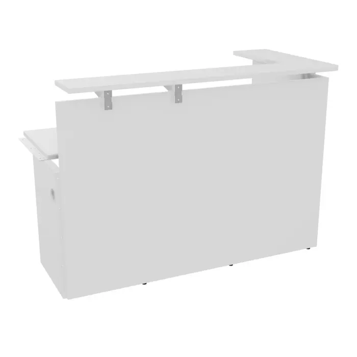 Module angle gauche L. 160 x P. 80 intermédiaire plateau mélamine blanc neige habillage mélamine blanc neige