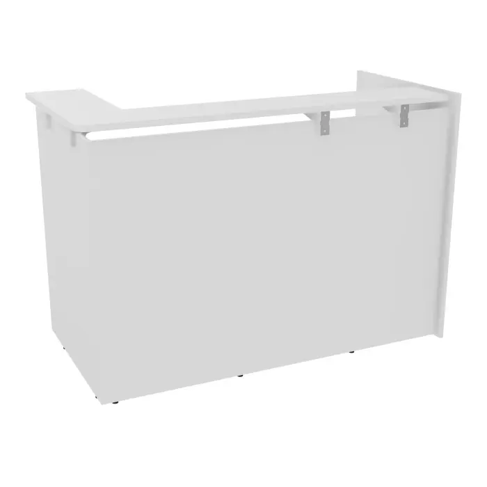 Module angle L. 160 x P. 80 extrémité gauche angle droit plateau mélamine blanc neige habillage mélamine blanc neige