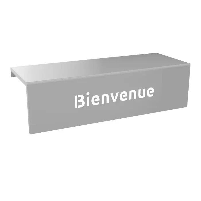 Sur-tablette Guest L. 100 cm avec marquage ""Bienvenue"" métal lisse gris aluminium