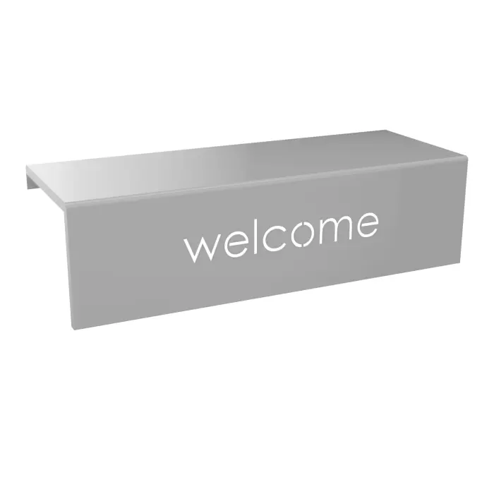 Sur-tablette Guest L. 100 cm avec marquage ""Welcome"" métal lisse gris aluminium