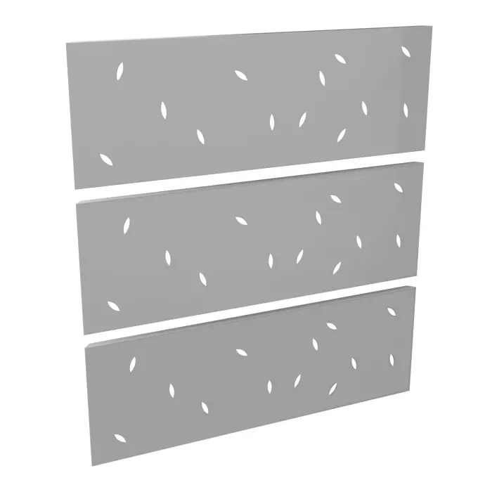3 habillages Guest perforations ""Feuilles"" métal lisse gris aluminium pour module haut L. 80 cm