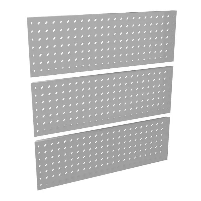 3 habillages Guest perforations ""Biais"" métal lisse gris aluminium pour module haut L. 80 cm