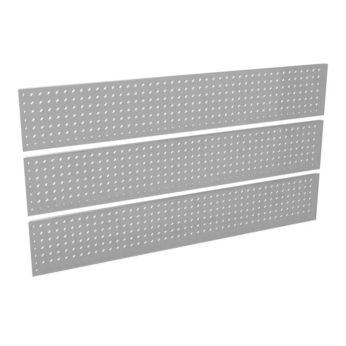3 habillages Guest perforations ""Biais"" métal lisse gris aluminium pour module haut L. 160 cm