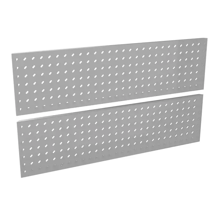 2 habillages Guest perforations ""Biais"" métal lisse gris aluminium pour module bas PMR L. 100 cm