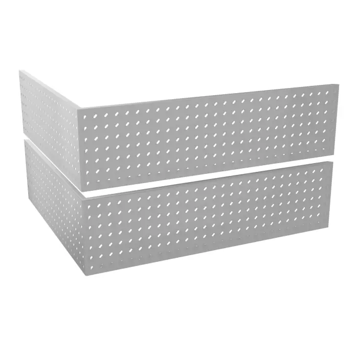 4 habillages Guest perforations ""Biais"" métal lisse gris aluminium pour module bas PMR L. 125 cm