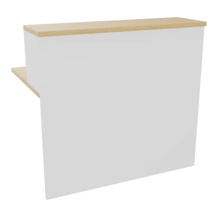 Module de banque d'accueil Guest extremité gauche H. 113 x L. 120 cm plateau mélamine Chêne naturel structure mélamine blanc neige