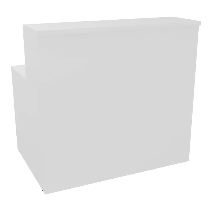 Module de banque d'accueil Guest indépendant H. 113 x L. 120 cm plateau échancré mélamine blanc neige structure mélamine blanc neige