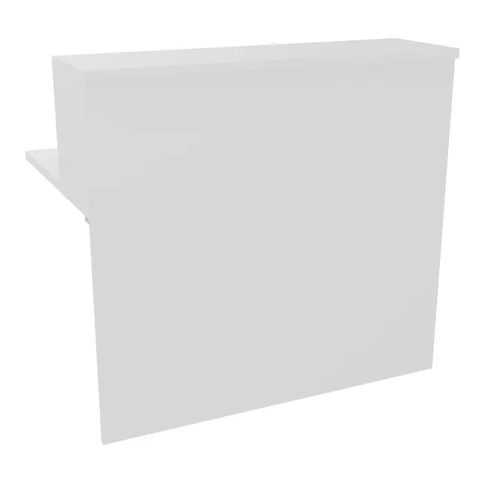 Module de banque d'accueil Guest extremité gauche H. 113 x L. 120 cm plateau échancré mélamine blanc neige structure mélamine blanc neige