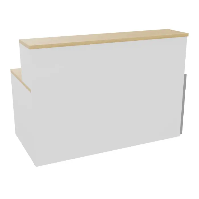 Module de banque d'accueil Guest extremité droite H. 113 x L. 160 cm plateau mélamine Chêne naturel structure mélamine blanc neige