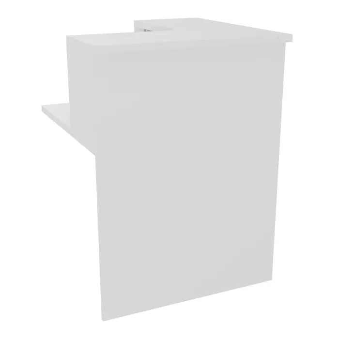 Module de banque d'accueil Guest angle gauche 90° intermédiaire H. 113 cm plateau mélamine blanc neige structure mélamine blanc neige