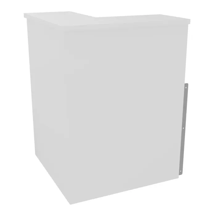 Module de banque d'accueil Guest angle droit 90° intermédiaire H. 113 cm plateau mélamine blanc neige structure mélamine blanc neige