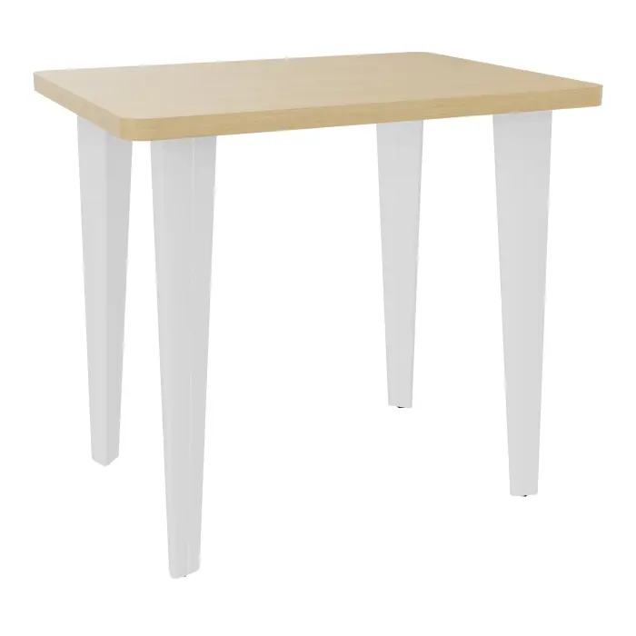 Table de bureau rectangulaire 4Line L. 80 x P. 60 cm mélamine Chêne naturel sur pieds fixes métal lisse blanc- élément départ