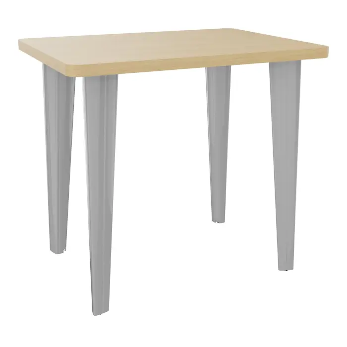 Table de bureau rectangulaire 4Line L. 80 x P. 60 cm mélamine Chêne naturel sur pieds fixes électrifiables métal lisse gris aluminium- élément départ