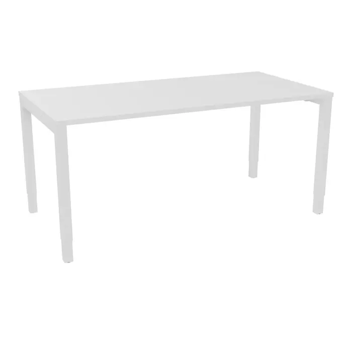 Bureau rectangle Arial L. 160 cm x P 80 cm EP25mm mélamine blanc neige pied carré arche réglable en hauteur métal lisse blanc
