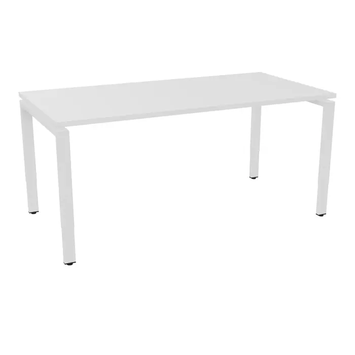 Bureau rectangulaire Conect L. 160 x P. 80 cm - plateau ép. 25 mm mélamine blanc neige - piétement arche rectangulaire réglable en hauteur métal lisse blanc