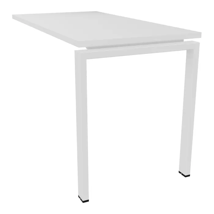 Retour rectangulaire Conect L. 120 x P. 60 cm - plateau ep. 25 mm mélamine blanc neige - piétement arche rectangulaire fixe métal lisse blanc