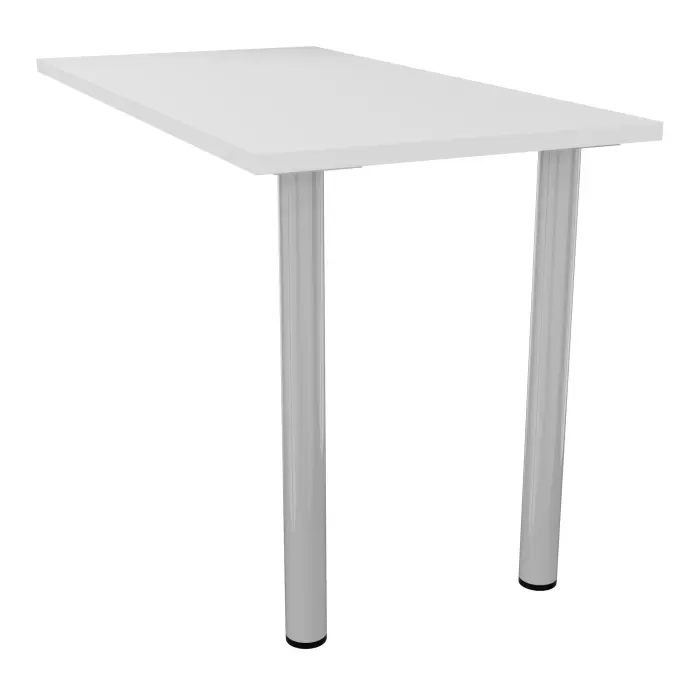 Retour suspendu rectangulaire L. 120 x P. 60 cm décor blanc neige sur piétements tube finition gris aluminium