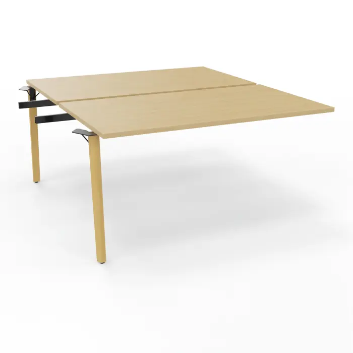 Robin tables suivant doubles 2 plateaux L. 80 cm L. 140 cm x P. 165 Chêne naturel pré-percé obturateurs 4 pieds métal lisse noir/bois hêtre massif vernis