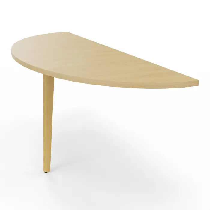 Robin demi-lune L. 165 cm x P. 60 cm Chêne naturel pieds métal lisse noir/bois hêtre massif vernis