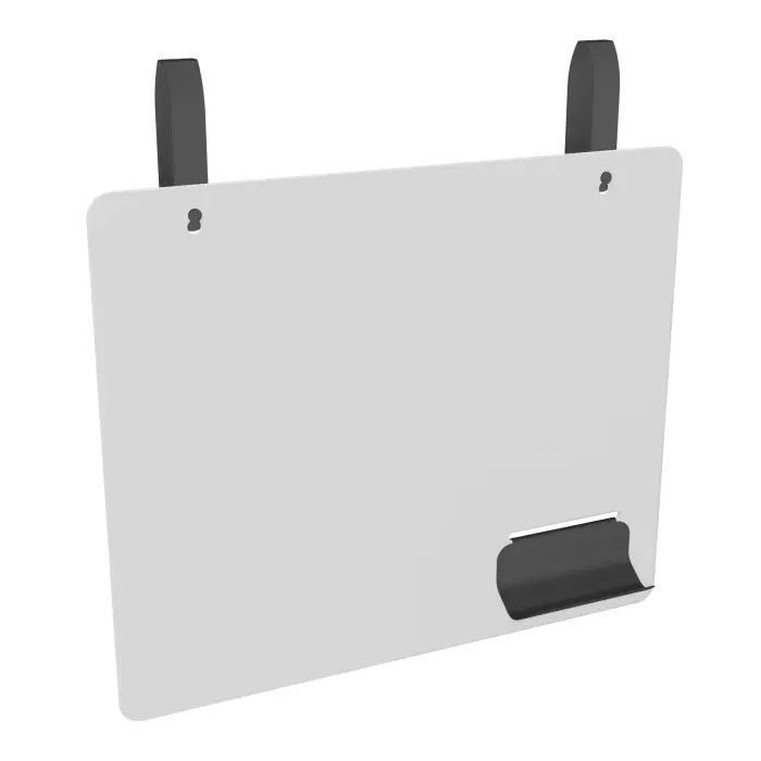 Tableau écritoire PMMA blanc avec plumier métal structuré gris anthracite