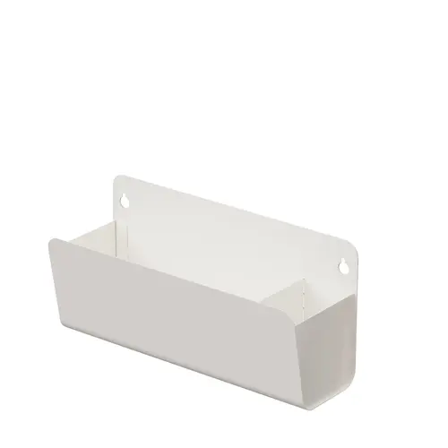 3 bacs de rangement métal lisse blanc L. 382 x H. 185 x P. 129 mm + 4 diabolos (2 blanc / 2 anthracite)