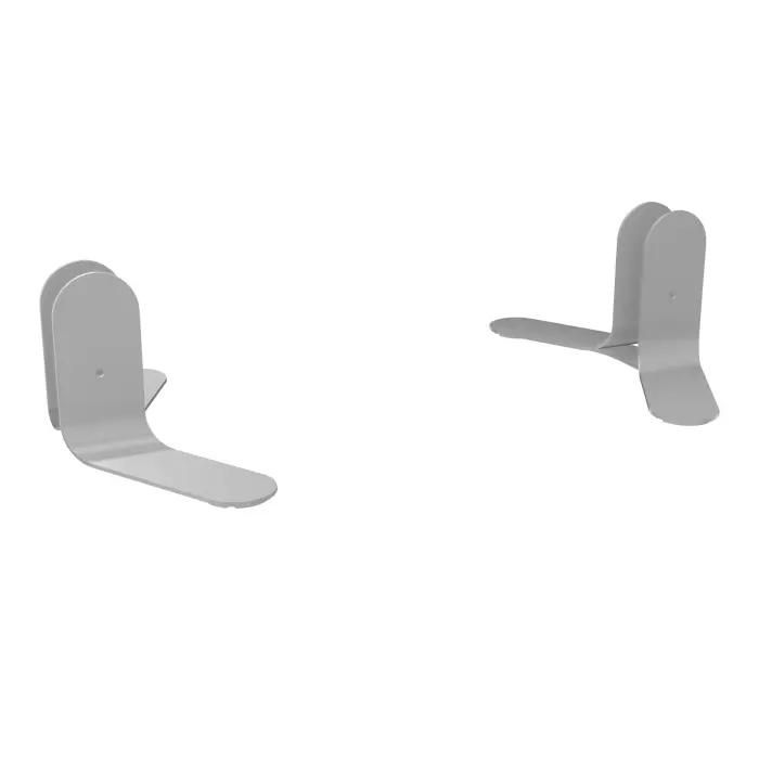 Jeu de 2 pieds métal lisse gris aluminium pour cloisons fixes avec boutons associés