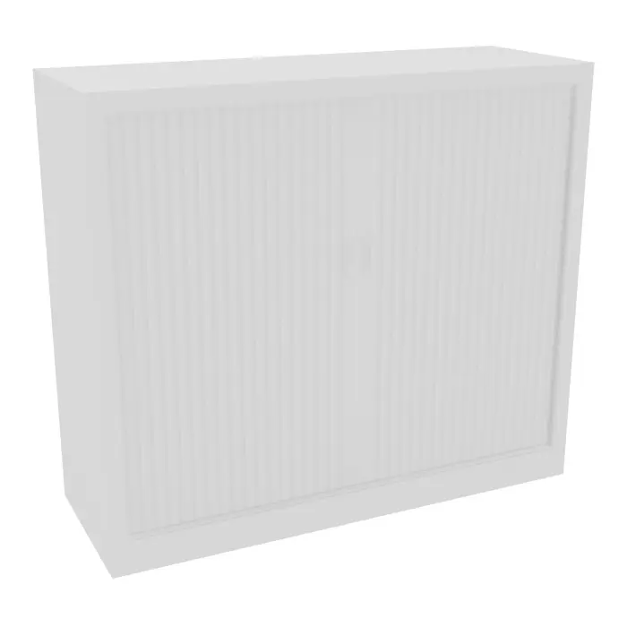 Armoire à rideaux H. 105 x L. 120 x P. 43 cm - corps blanc - rideaux blanc - équipée de 2 tablettes + rail