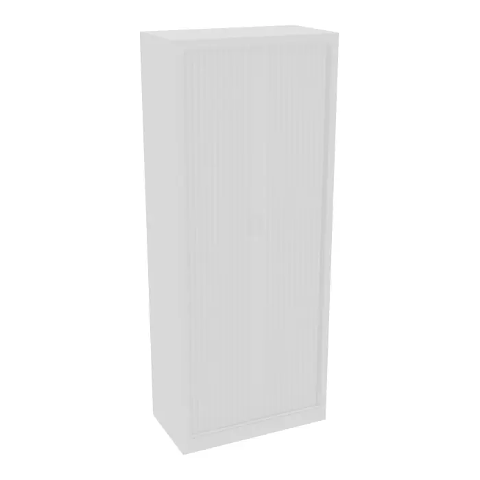 Armoire à rideaux H. 198 x L. 80 x P. 43 cm - corps blanc - rideaux blanc - équipée de 4 tablettes + rail