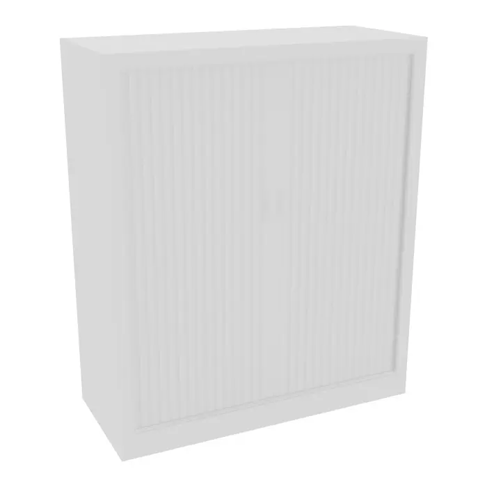 Armoire à rideaux H. 118,3 x L. 100 x P. 43 cm - corps blanc - rideaux blanc - équipée de 2 tablettes + rail