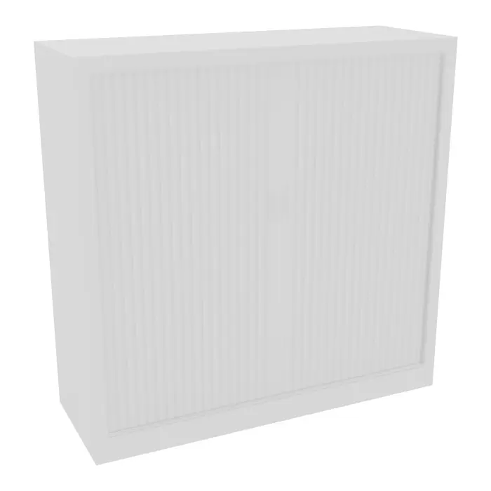 Armoire à rideaux H. 118,3 x L. 120 x P. 43 cm - corps blanc - rideaux blanc - équipée de 2 tablettes + rail