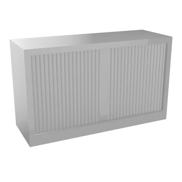 Armoire à rideaux H. 71 x L. 120 x P. 43 cm - corps gris aluminium - rideaux gris aluminium - équipée de 1 tablette + rail